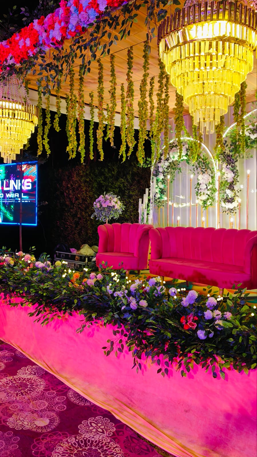 Event stage view in banquet hall at Vani Hotels Una