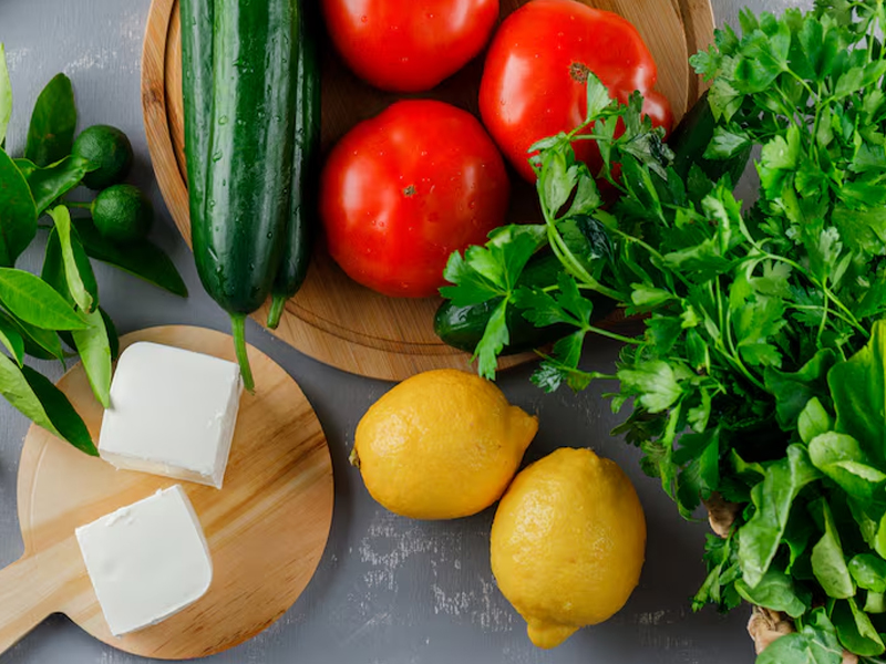 Fresh ingredients used in restaurant dishes